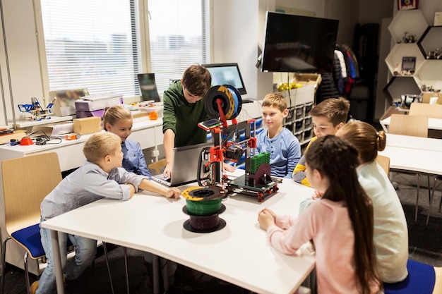 A classroom scene where students are enthusiastically participating in a robotics competition, showcasing STEM learning in action.