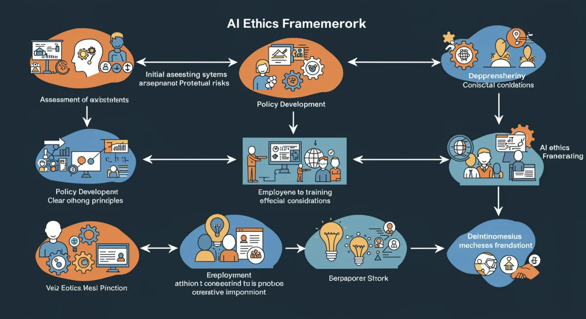 Flowchart depicting the implementation process of an AI ethics framework within an organization.