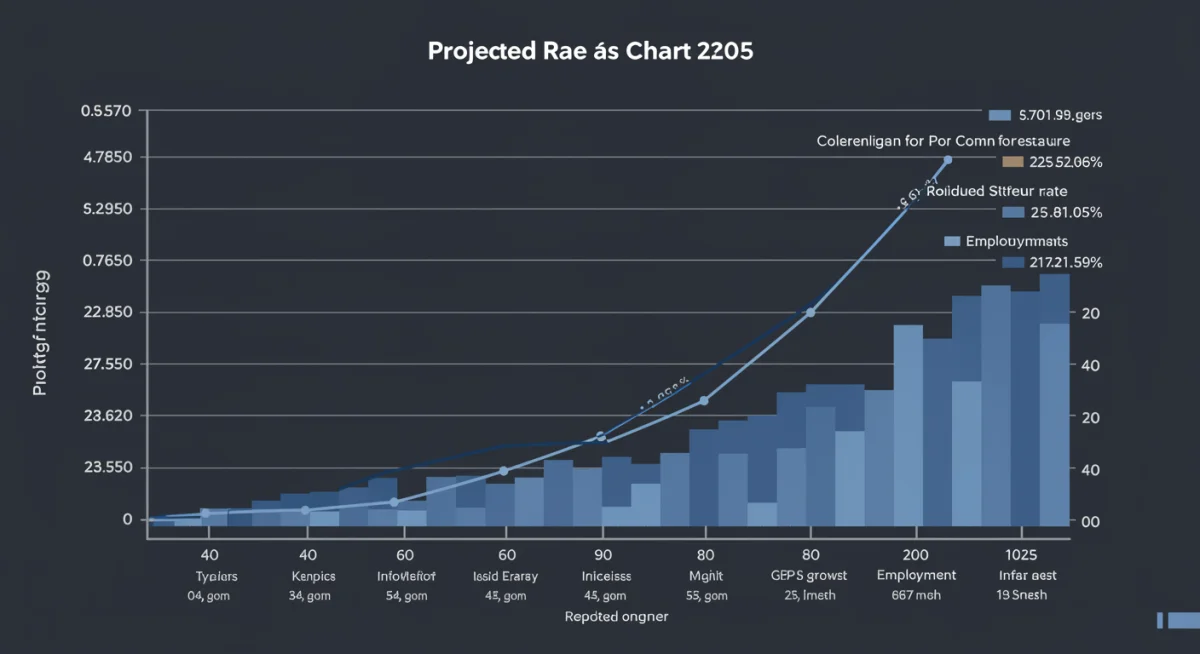 Detailed economic chart showing projected interest rate trends and their correlation with inflation and GDP for 2025