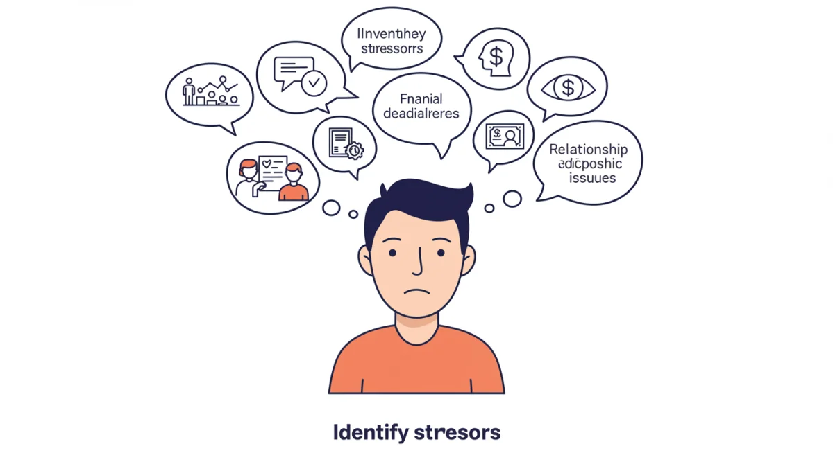 Person identifying various daily stressors with analytical thought