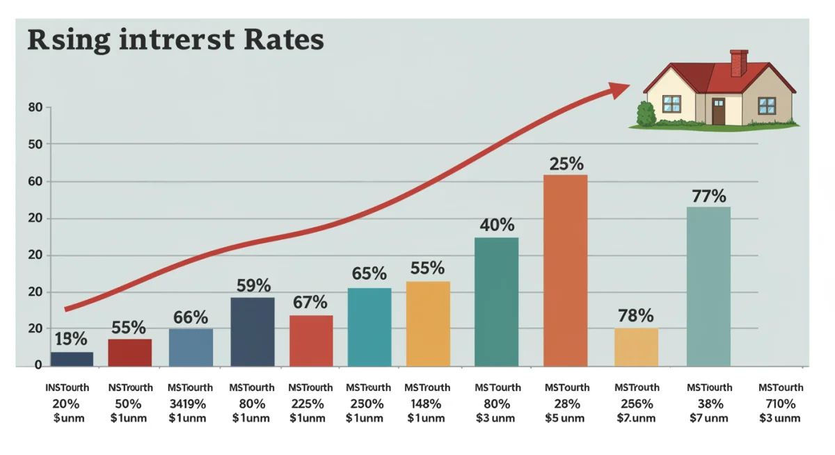 Infographic showing the impact of rising interest rates on monthly mortgage payments and overall housing affordability.