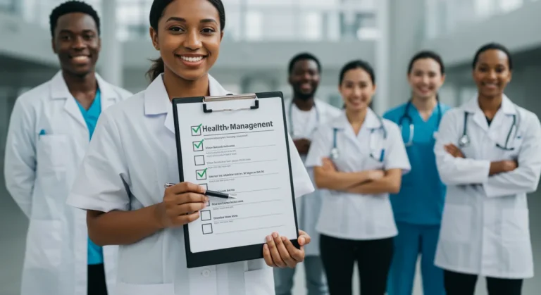 Diverse individuals reviewing a healthcare benefits checklist for 2026