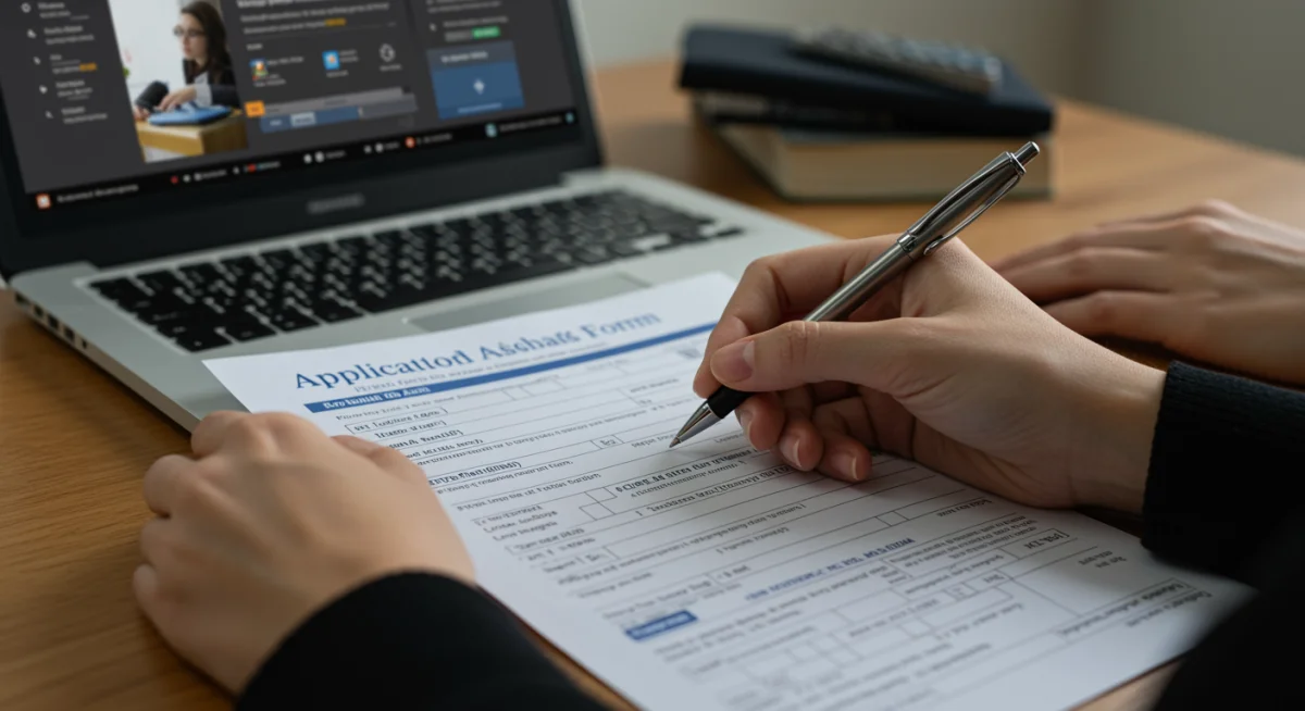 Applying for federal childcare aid, filling out application form