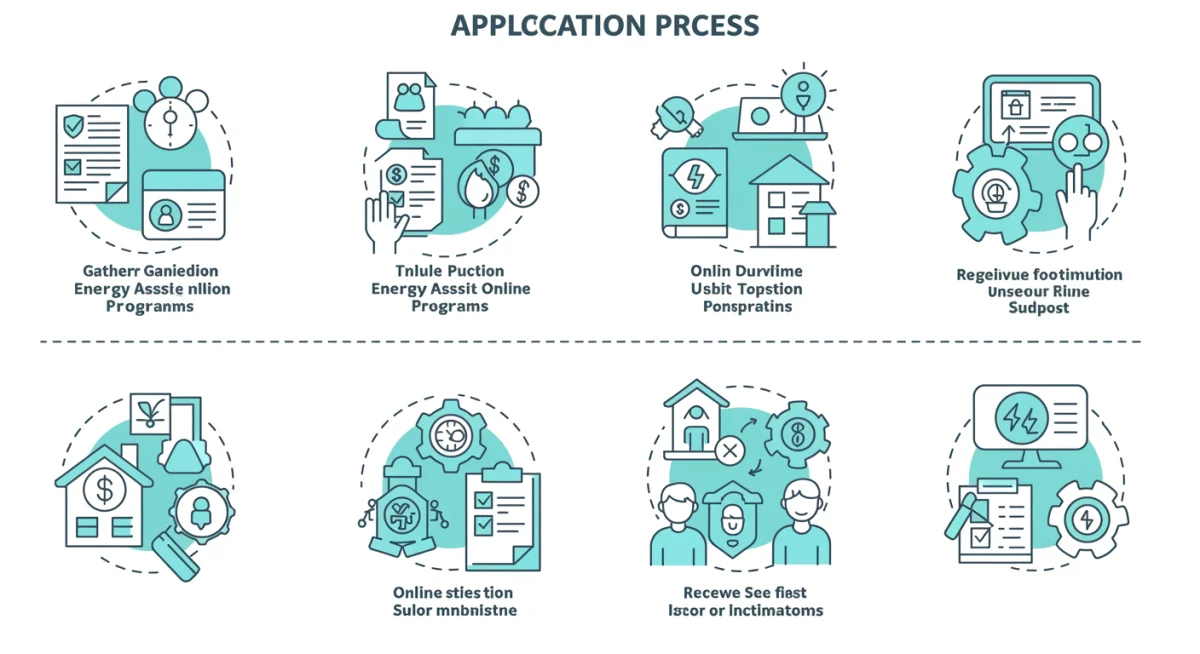 Infographic showing steps to apply for energy assistance