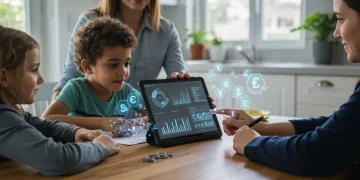 Family reviewing data-backed budgeting strategies on tablet