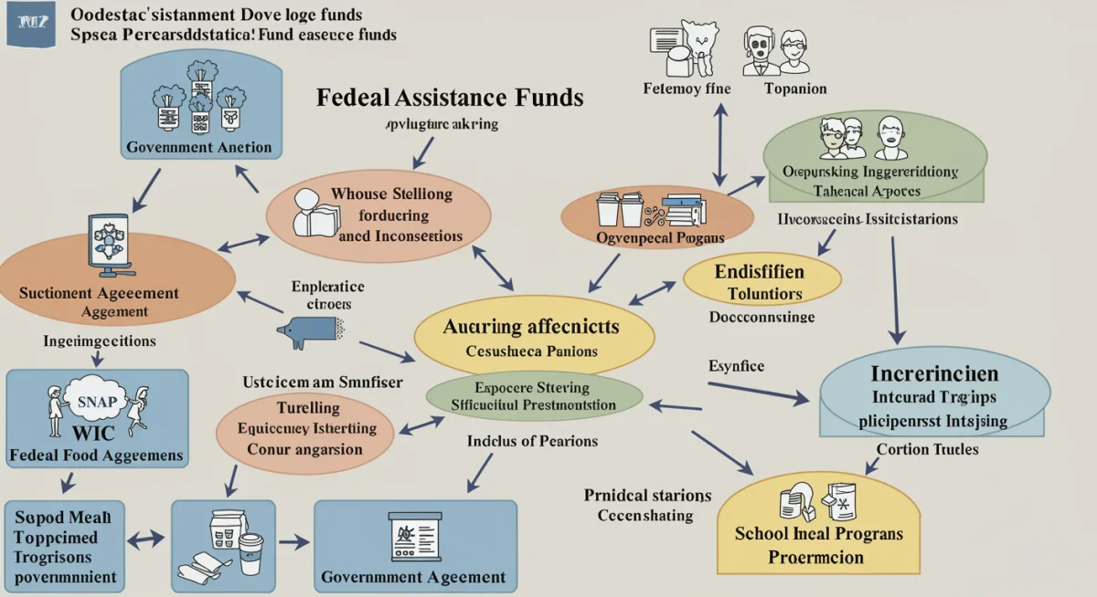 Infographic showing the flow of federal food assistance funds