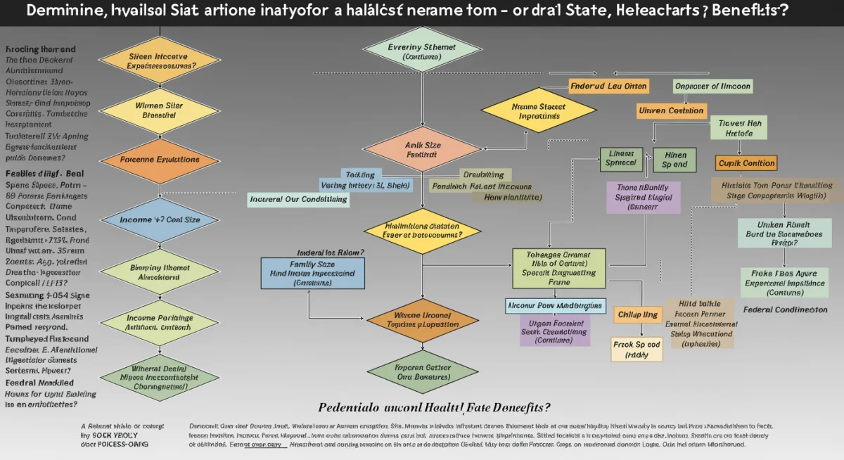 Infographic guiding eligibility for federal or state healthcare benefits