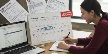 Student actively applying for scholarships with January 2026 calendar highlighted