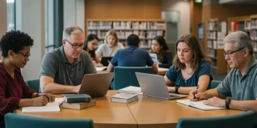 Scholarships for Nontraditional Students 2026: Funding Beyond High School Diverse group of adult learners studying together in a university library.