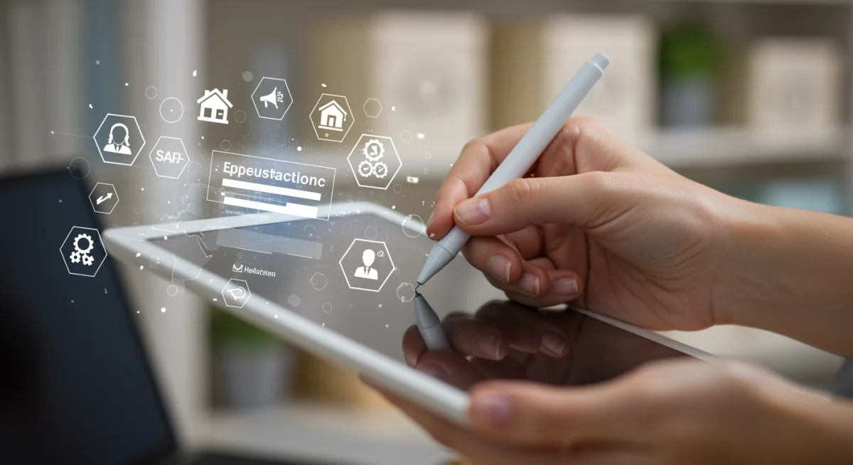 Hand filling out online federal aid application on a tablet