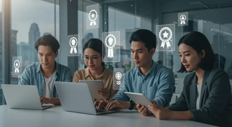 Professionals learning online with free niche skill certifications for U.S. job interviews