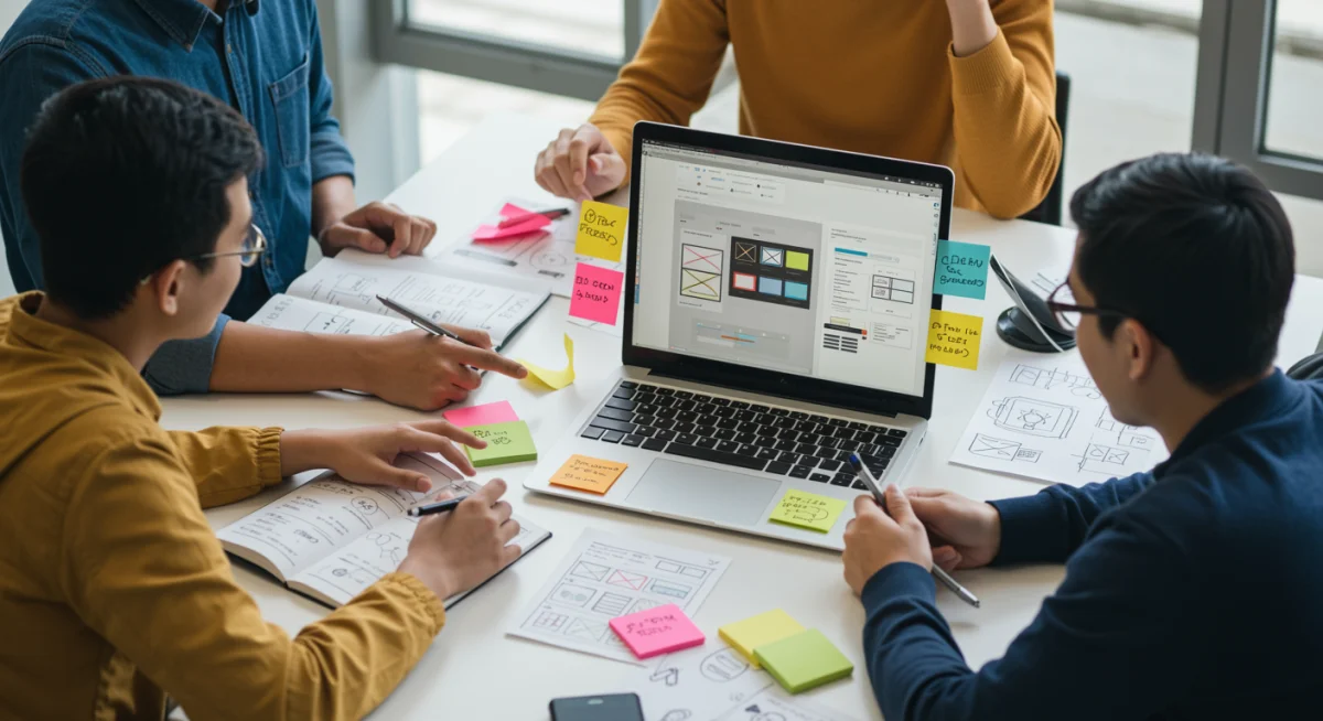 Students learning UX/UI design online for free