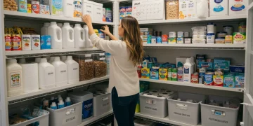 Organized pantry with bulk household essentials for 2026 savings