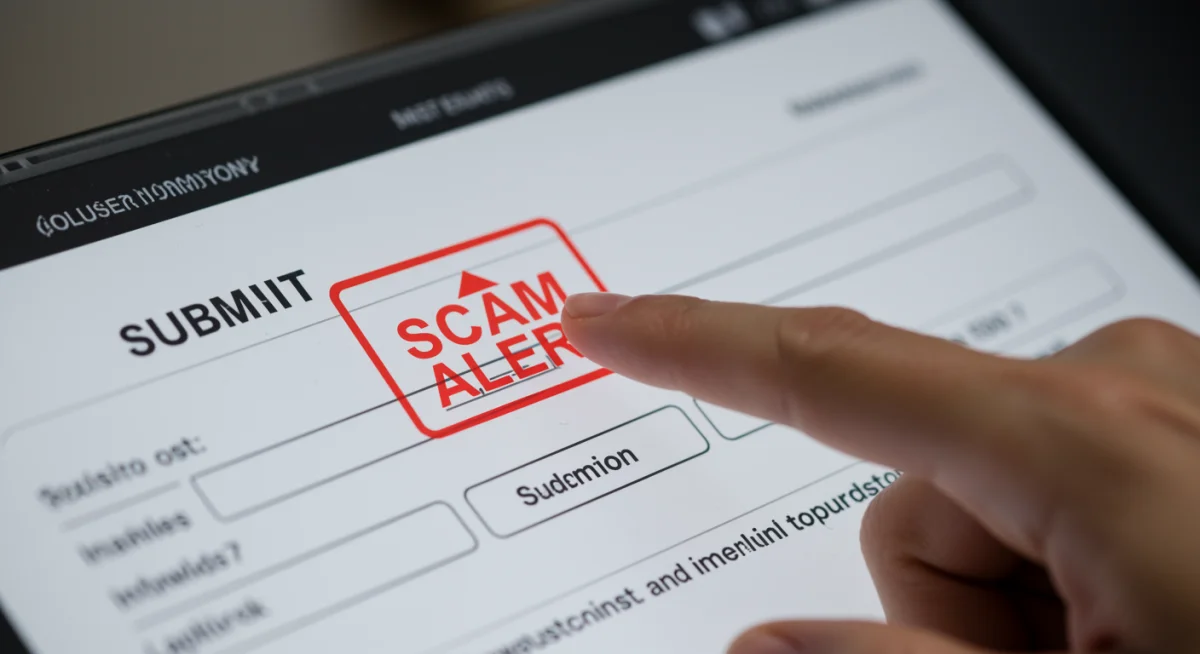 Warning sign over a financial information submission form online