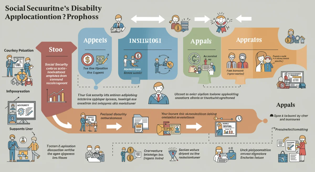 Infographic detailing Social Security Disability application process steps