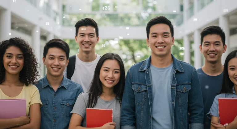 Students exploring scholarship opportunities online, symbolizing future success