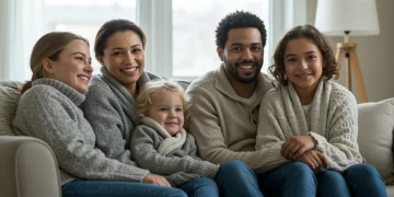 Family enjoying a warm home thanks to energy assistance