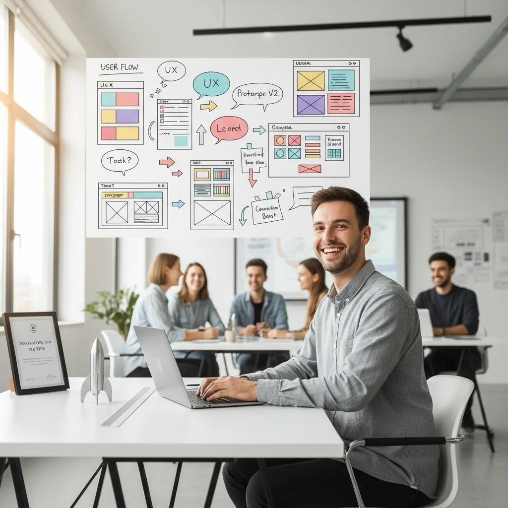 UX designer working in a modern office