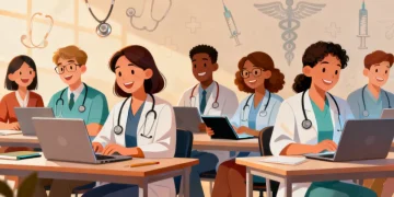 Professionals learning online with healthcare certifications