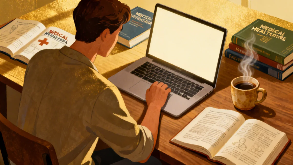 Student researching free healthcare certification programs