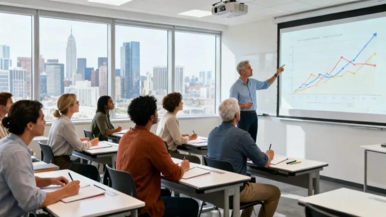 Diverse adults engaged in free workforce training program in 2026