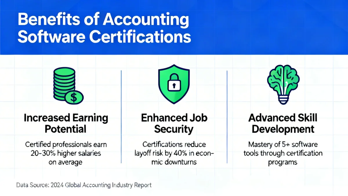 Infographic detailing benefits of accounting software certifications
