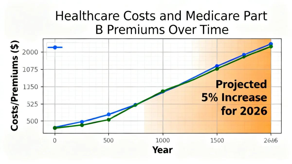 Graph depicting rising Medicare Part B premiums and healthcare expenses