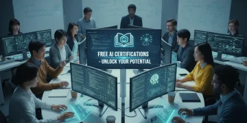 Professionals learning AI online with free certifications in the US