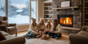 Family staying warm at home with heating bill assistance