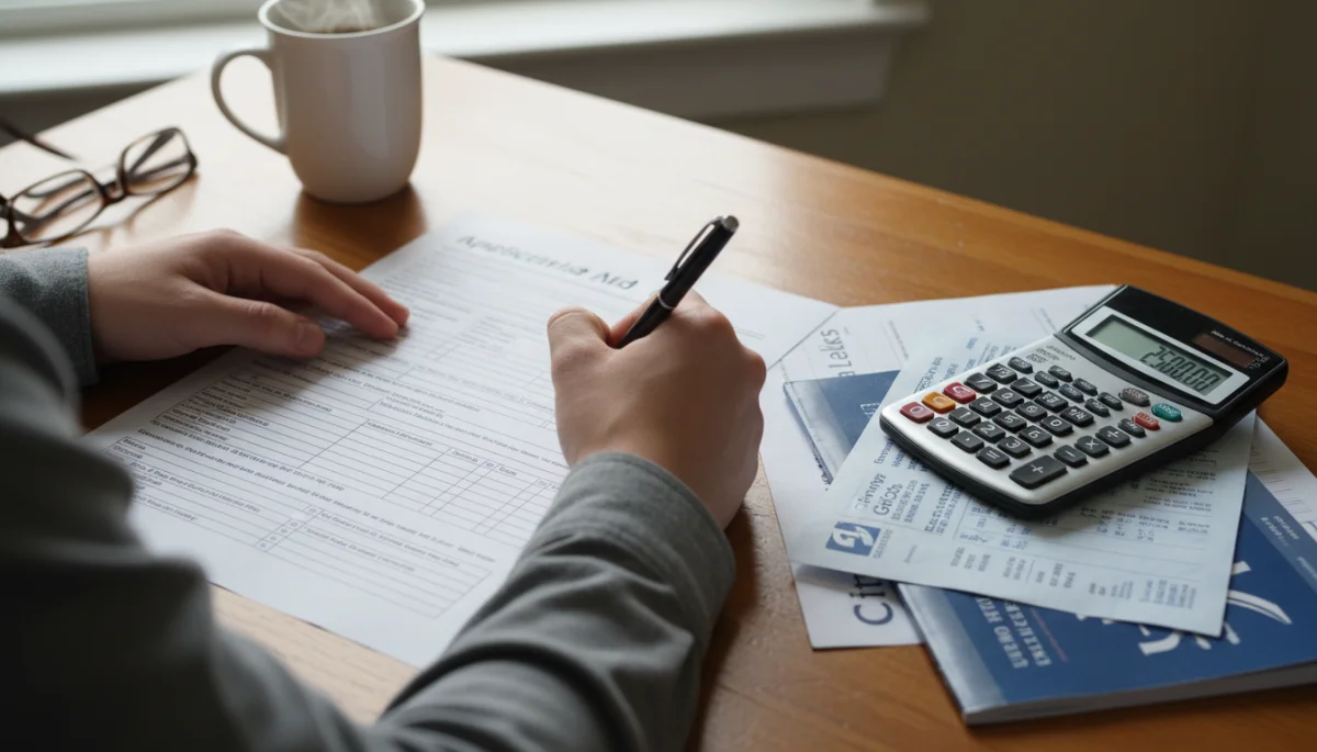 Filling out application form for LIHEAP assistance