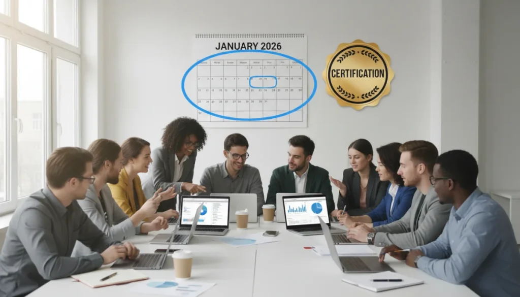 Professionals learning free digital marketing certifications with 2026 deadline