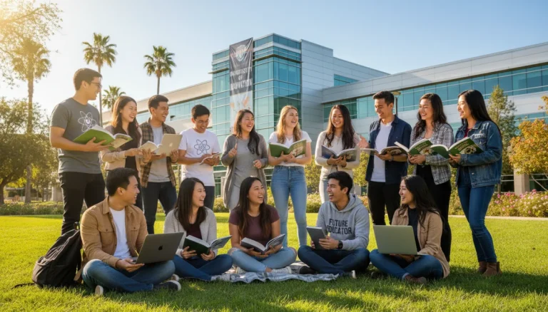 Diverse college students on a US campus, symbolizing scholarship opportunities