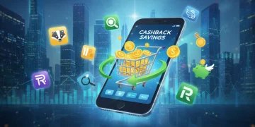 Digital illustration of cashback extension icons around a smartphone showing savings, representing new cashback extensions for 2026.