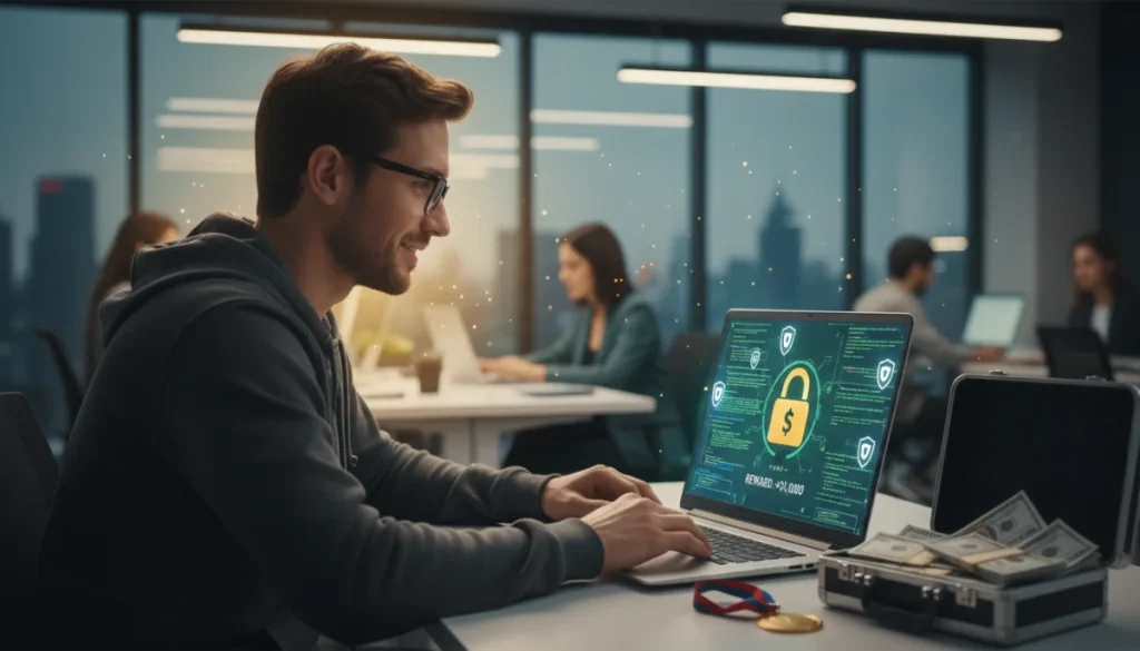Person learning cybersecurity on laptop, saving money in 2026