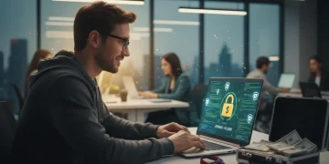 Person learning cybersecurity on laptop, saving money in 2026