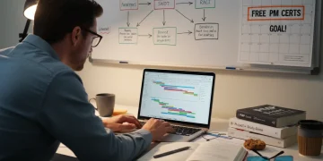 Focused student earning free project management certifications