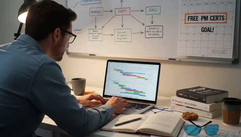 Focused student earning free project management certifications