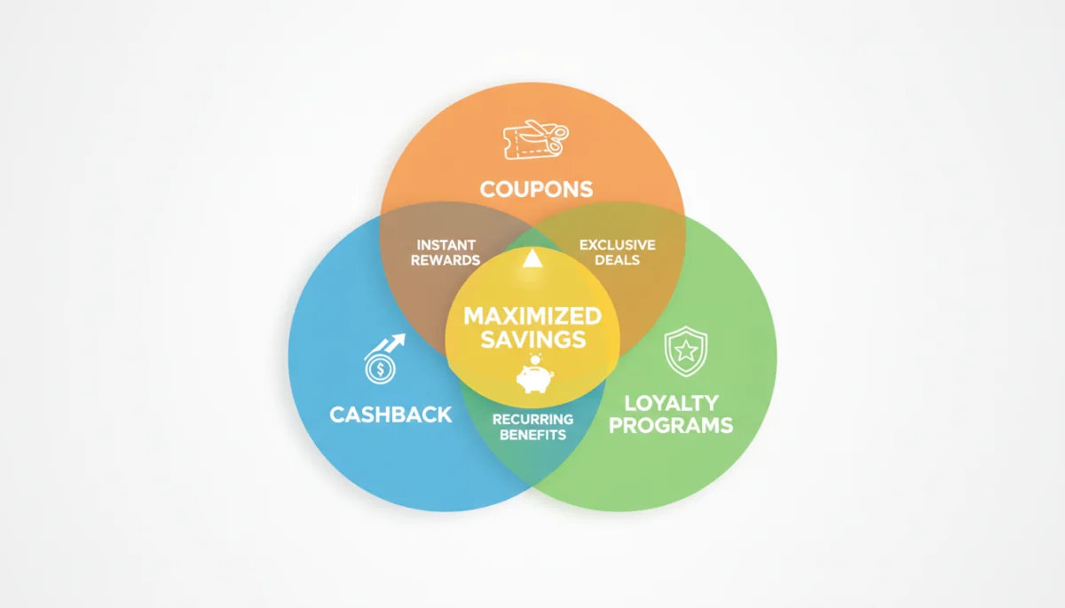 Venn diagram illustrating combined discount methods for maximized savings
