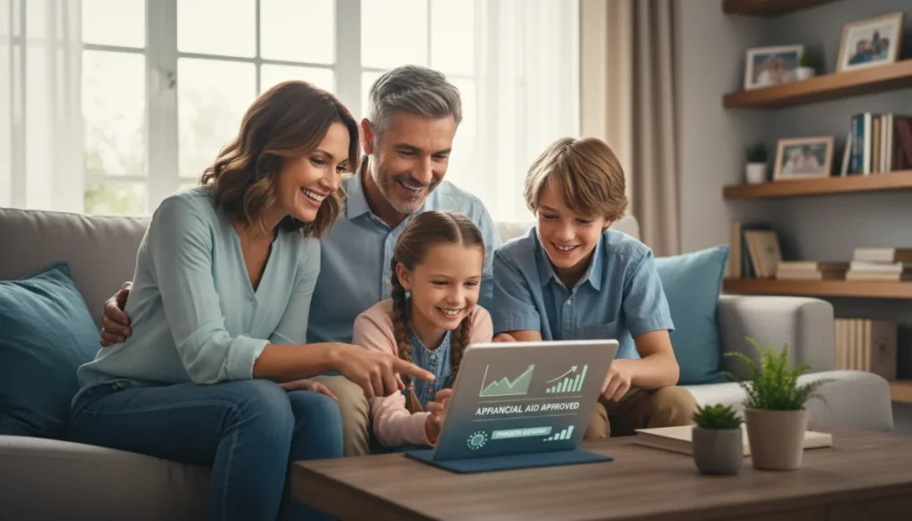 Happy family reviewing 2026 Child Tax Credit information on a tablet