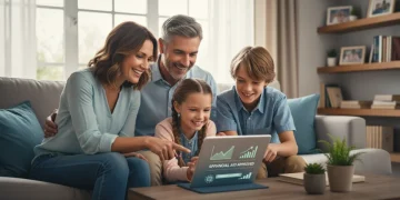 Happy family reviewing 2026 Child Tax Credit information on a tablet