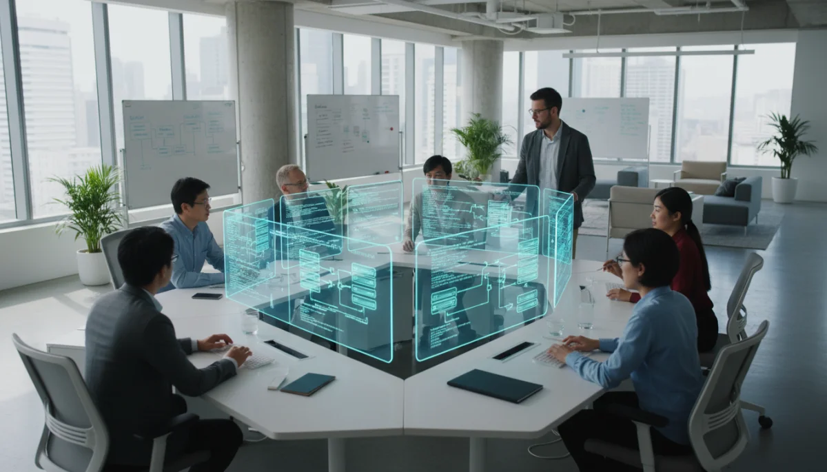 Professionals learning and collaborating on cloud architecture concepts