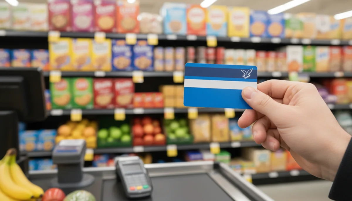 EBT card being used at a grocery store