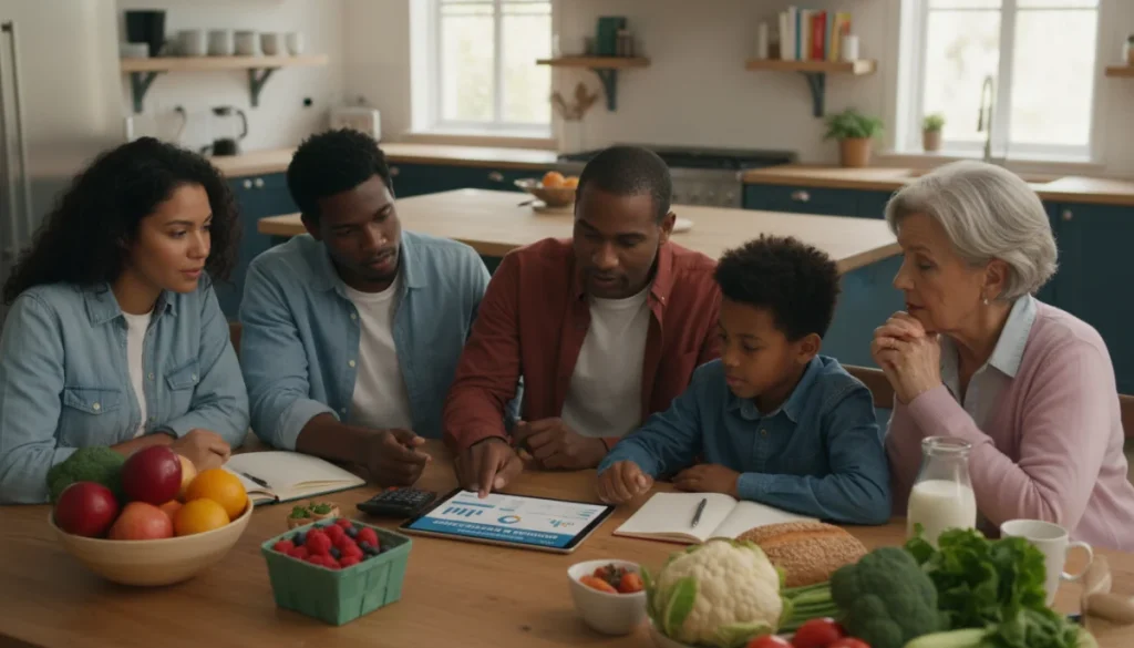 Family reviewing SNAP benefit updates on a tablet